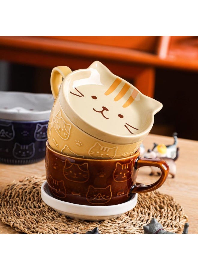 6-Piece Cute Cat-Design Ceramic Cup & Saucer Set – Perfect for Coffee, Tea, and Desserts - Image 4